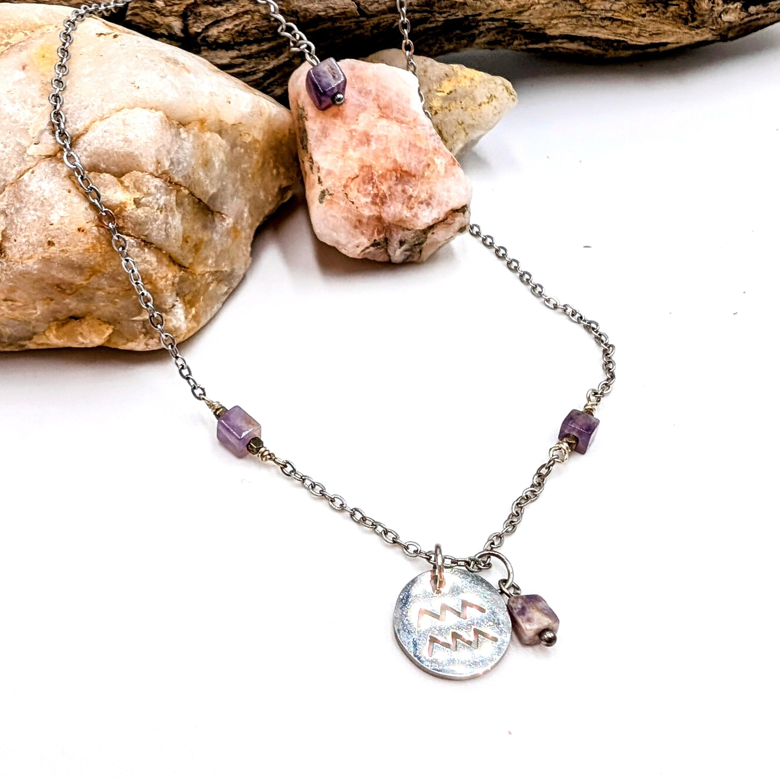 Zodiac Sign Necklace- Aquarius Jan 20- Feb 18