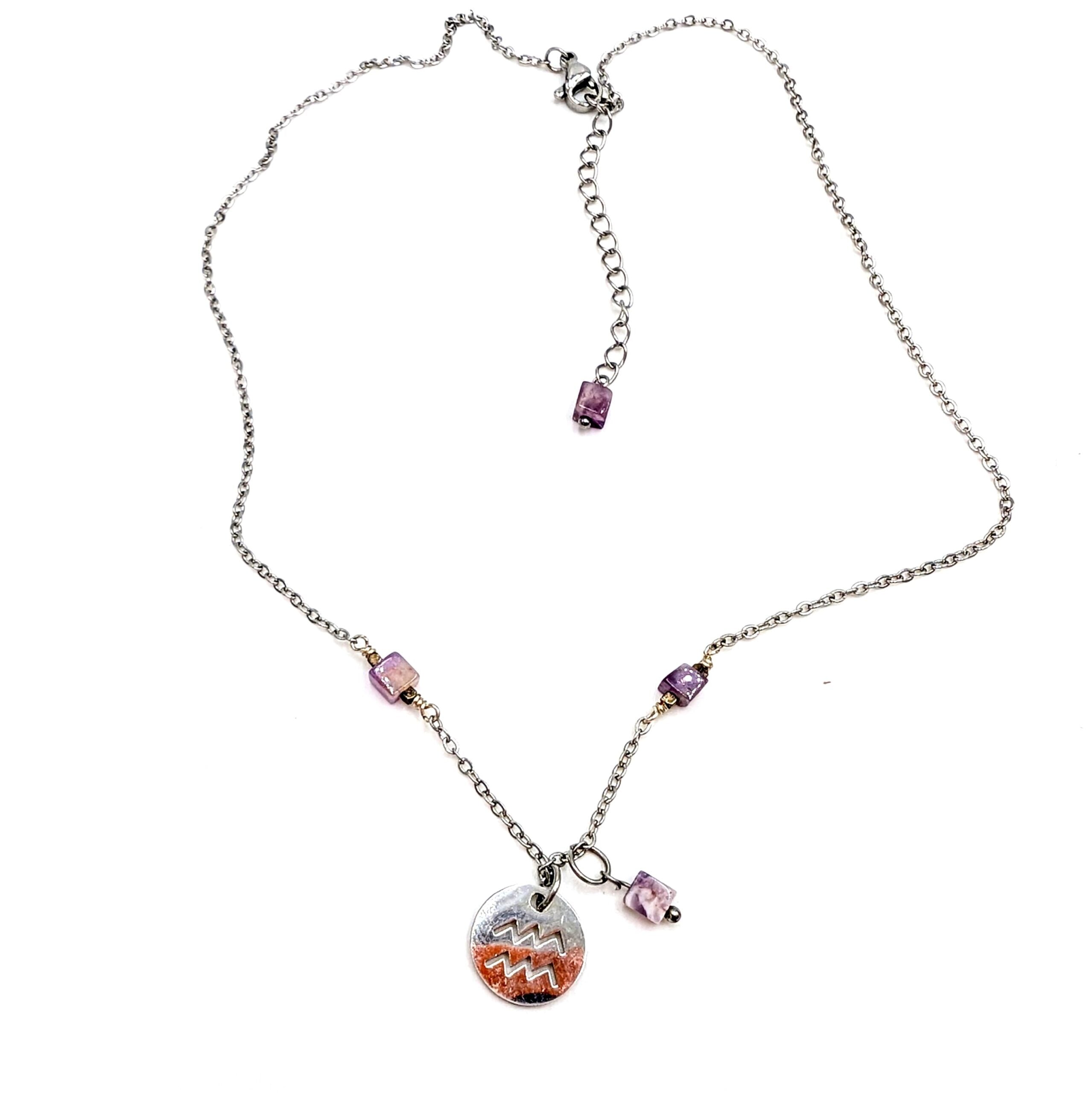 Zodiac Sign Necklace- Aquarius Jan 20- Feb 18