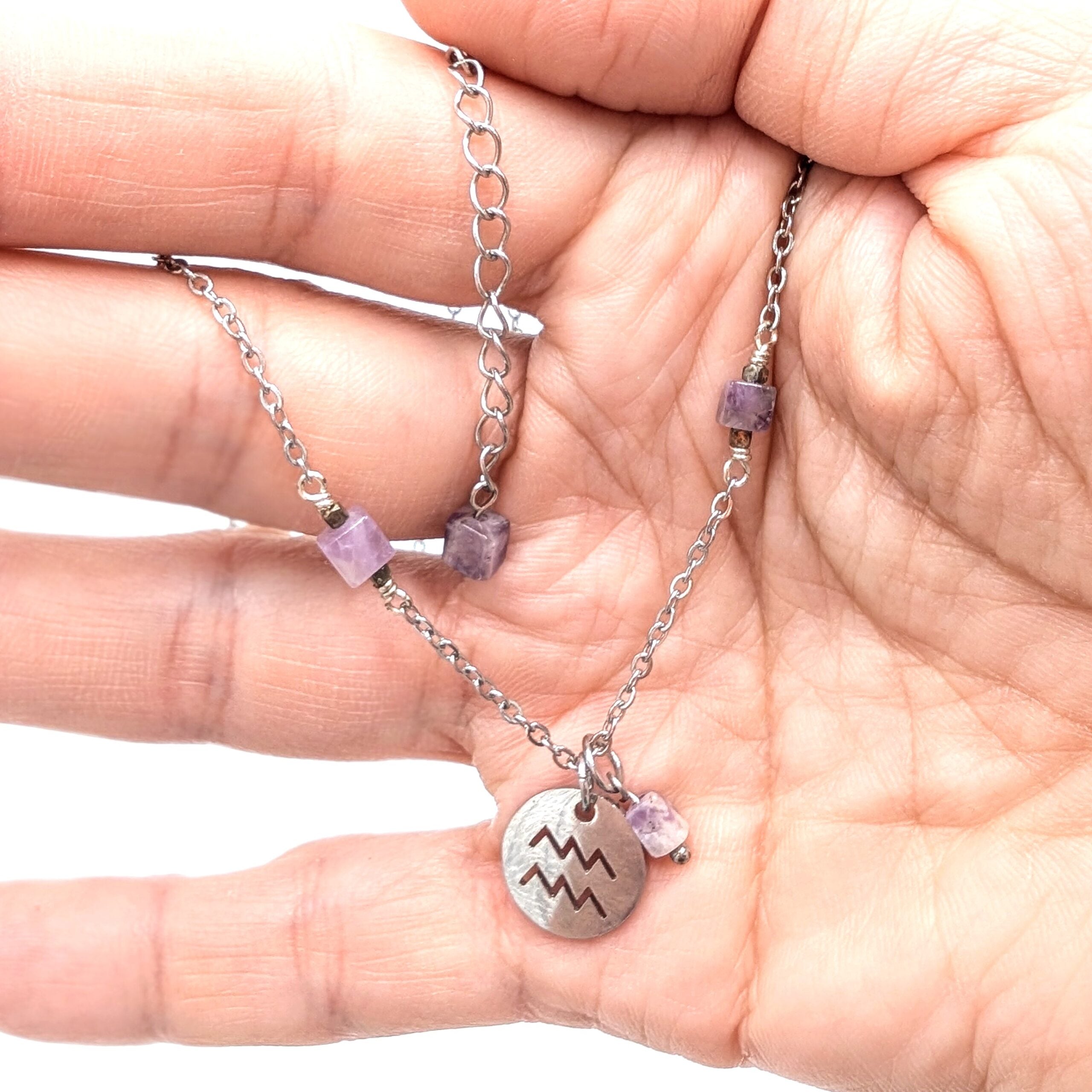 Zodiac Sign Necklace- Aquarius Jan 20- Feb 18