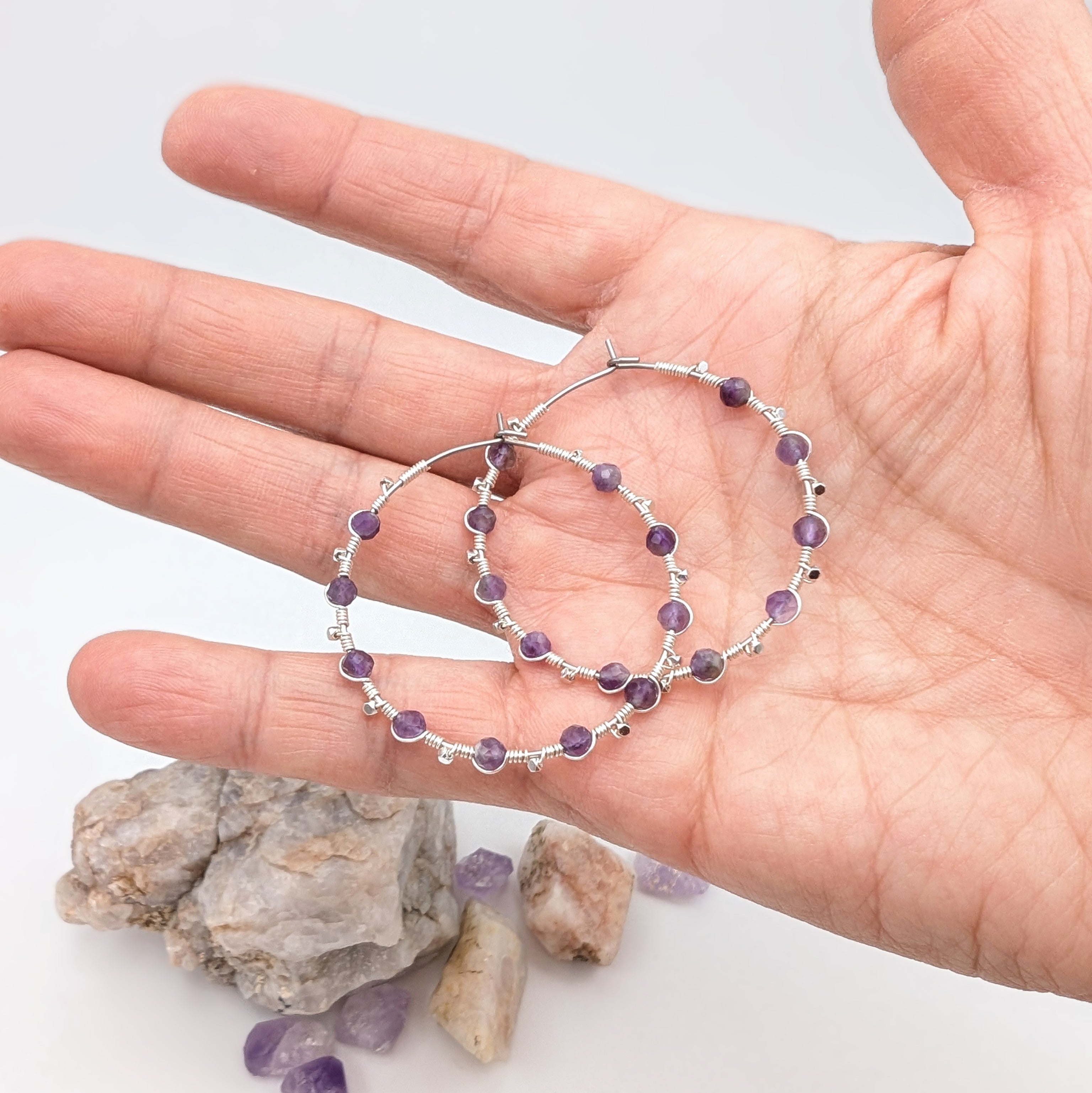 Amethyst Hoops