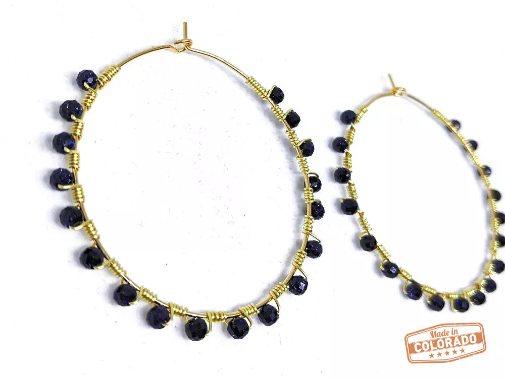 Purple Sandstone Hoop Earrings