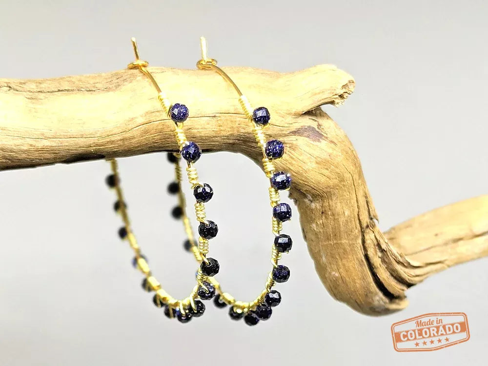 Purple Sandstone Hoop Earrings