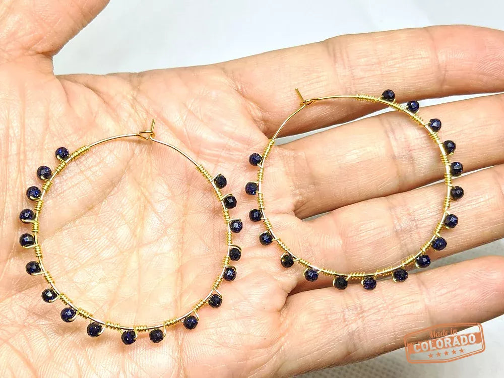 Purple Sandstone Hoop Earrings