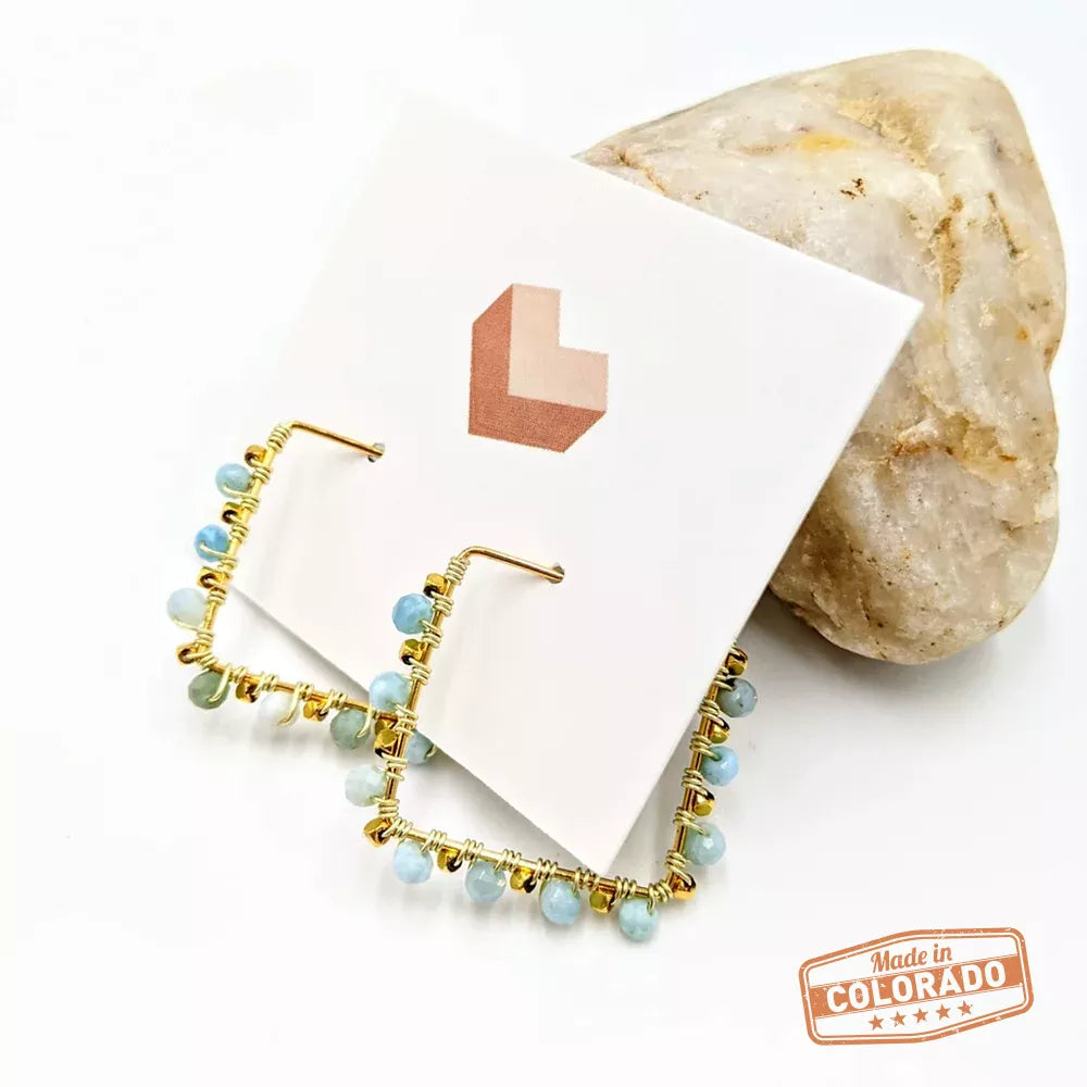 Relaxing Larimar Hoops